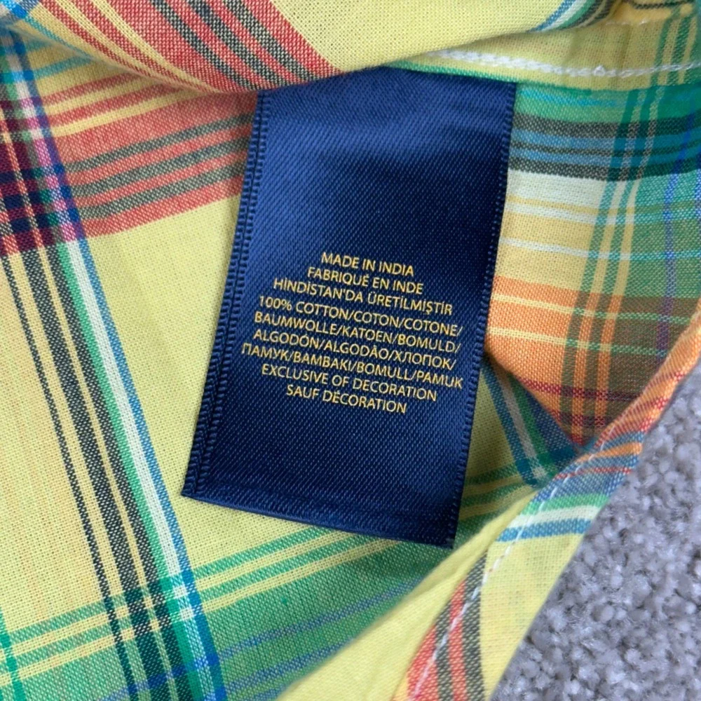 New Ralph Lauren‎ Kids XL 18-20 Shirt Yellow Plaid Button Madras Preppy Classic